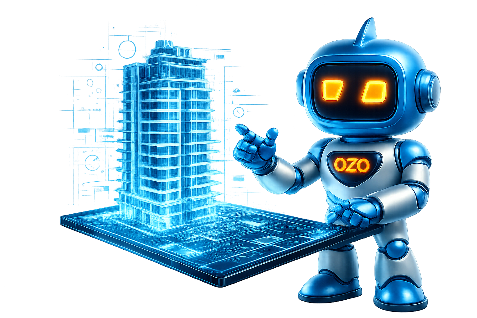 3D architectural visualization in Coimbatore with robot presenting building model