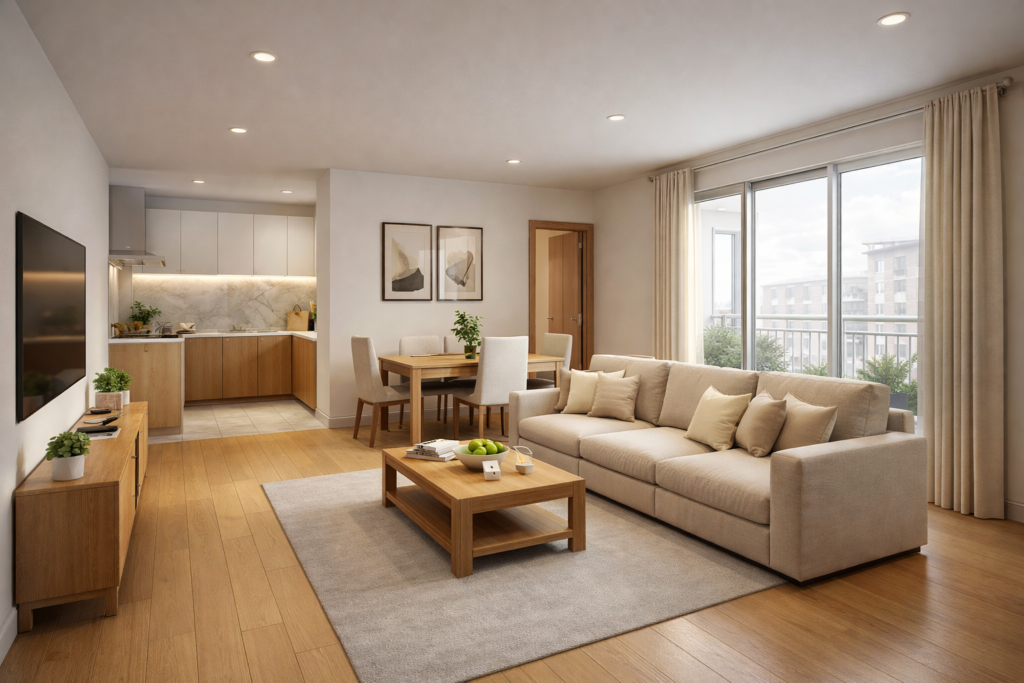 luxury modern bedroom interior with premium bed, elegant lighting, and stylish decor