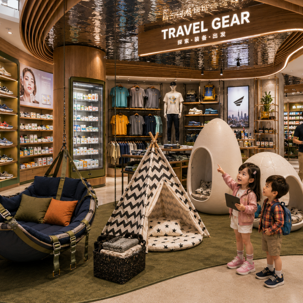 Creative kids retail store interior with play zone, colorful displays and lighting, 3D rendering in Coimbatore, Tamil Nadu